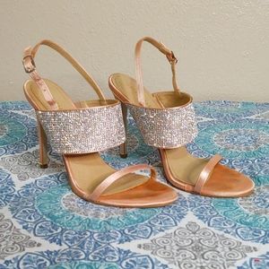 Pink/Blush Fashion Nova Sling-Back Jeweled Heels